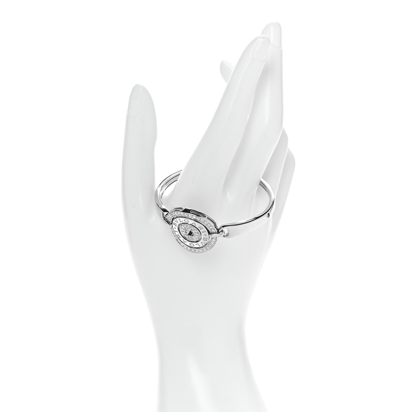 18K White Gold Diamond Astrale Cerchi Bangle Bracelet 16