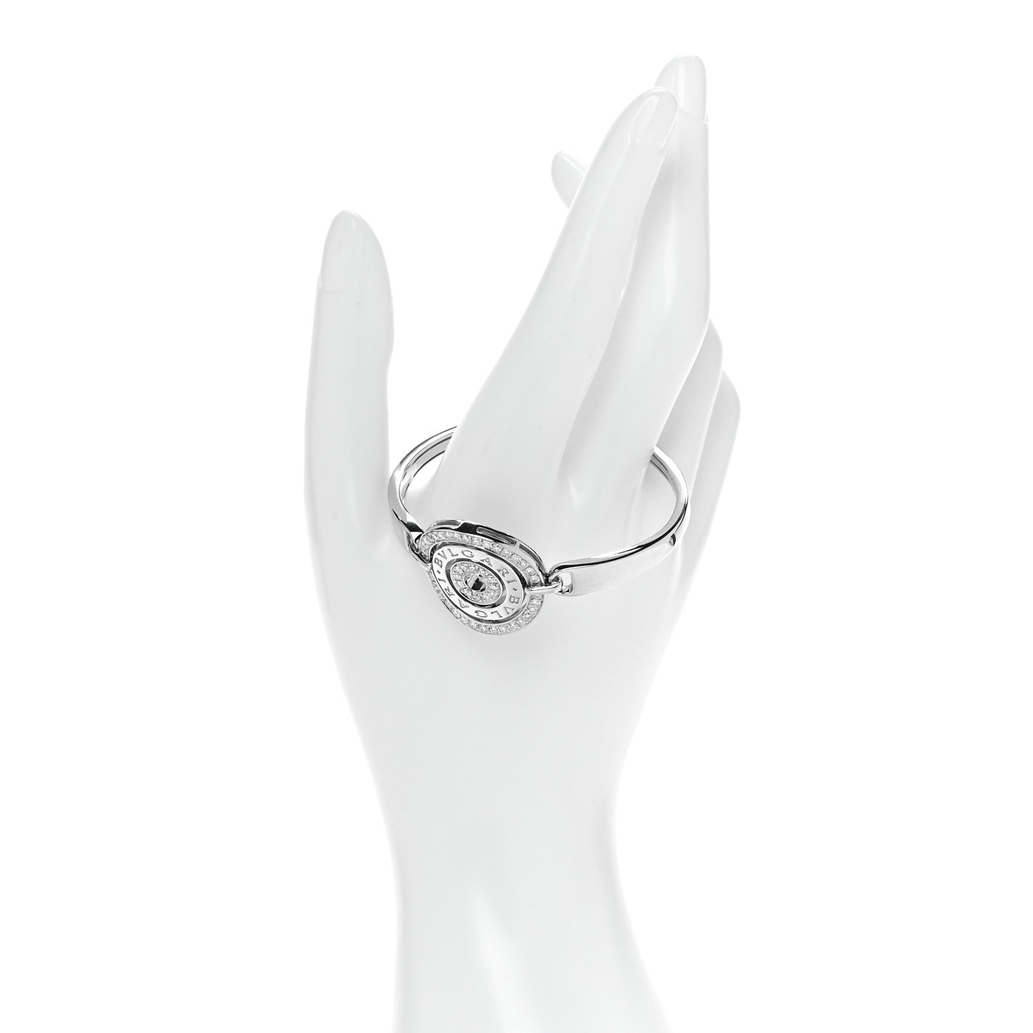 Bulgari 18K White Gold Diamond Astrale Cerchi Bangle Bracelet 16 2 of 5