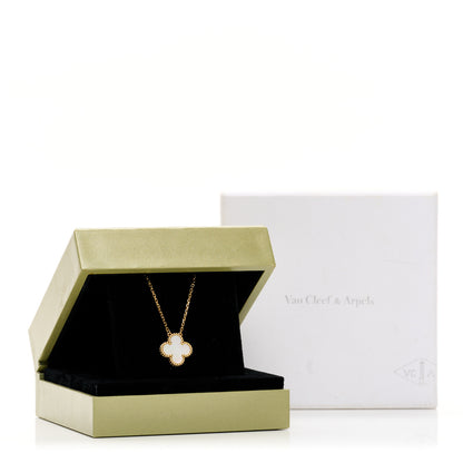 Van Cleef & Arpels 18K Yellow Gold Mother of Pearl Vintage Alhambra Pendant Necklace 5 of 5