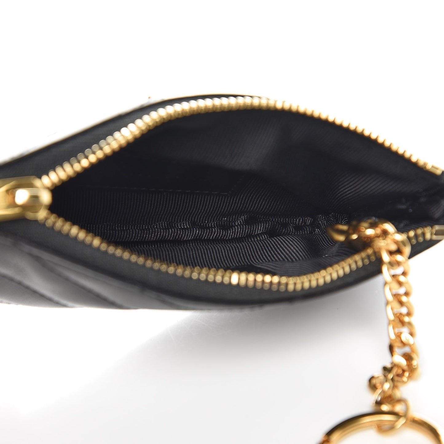 Calfskin Matelasse Monogram Key Pouch Black