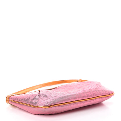 Fendi Metallic Lurex Patent Zucchino Pochette Pink Orange 4 of 12