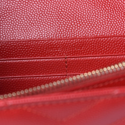 Saint Laurent Grain De Poudre Matelasse Chevron Monogram Chain Wallet New Red 7 of 14