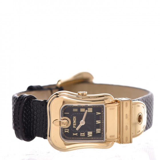 Stainless Steel Lizard 22mm Buckle Quartz Watch Black