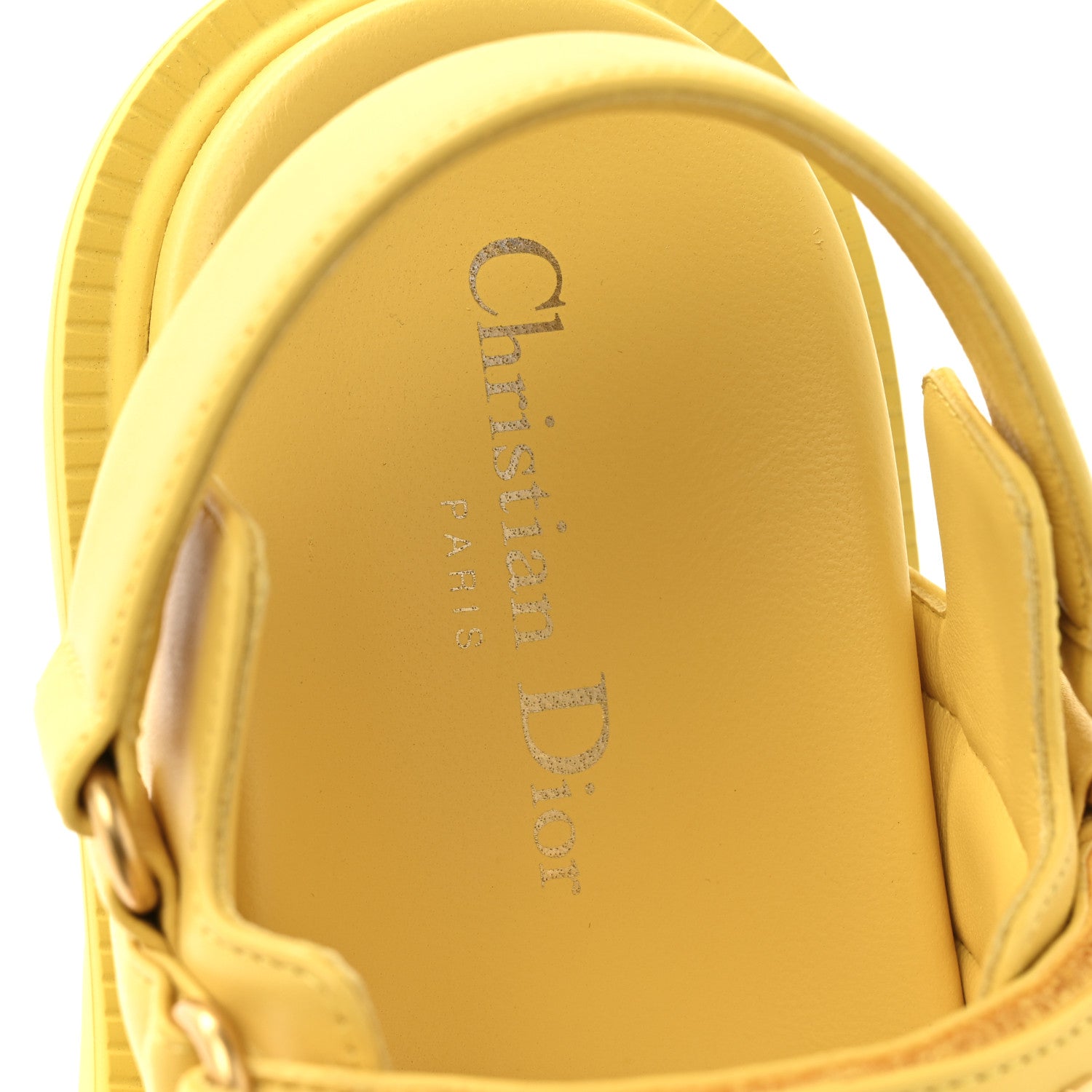 Christian Dior Lambskin Dioract 10mm Sandals 35 Yellow Guadalupe 16 of 18