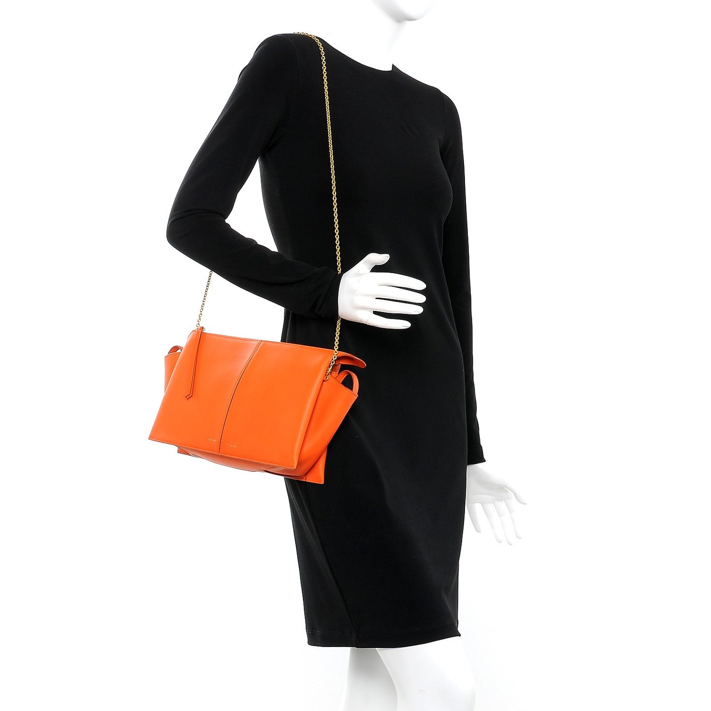Supple Natural Calfskin Tri-Fold Clutch Orange