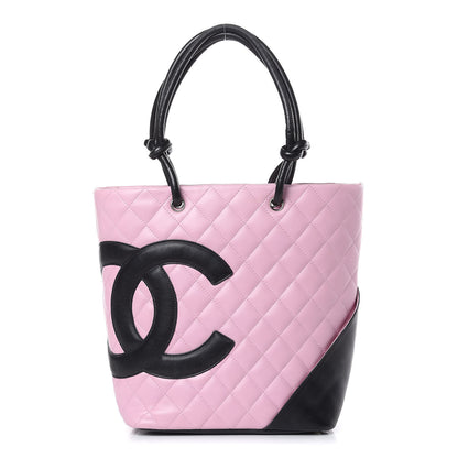 Chanel Calfskin Quilted Medium Cambon Tote Pink Black 1 of 14