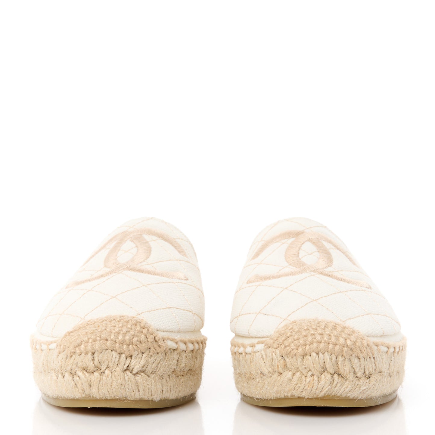 Fabric Biarritz CC Espadrilles 40 White Gold