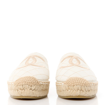 Chanel Fabric Biarritz CC Espadrilles 40 White Gold 2 of 10