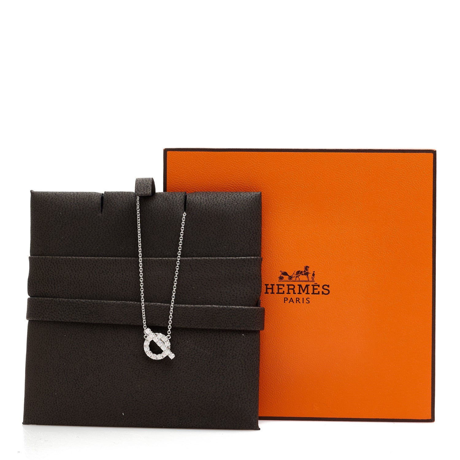 Hermes 18K White Gold Diamond Finesse Pendant Necklace 6 of 6