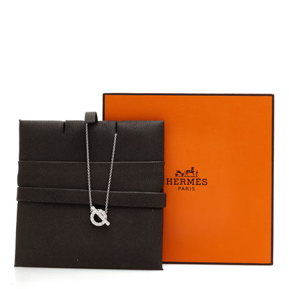 Hermes 18K White Gold Diamond Finesse Pendant Necklace 6 of 6