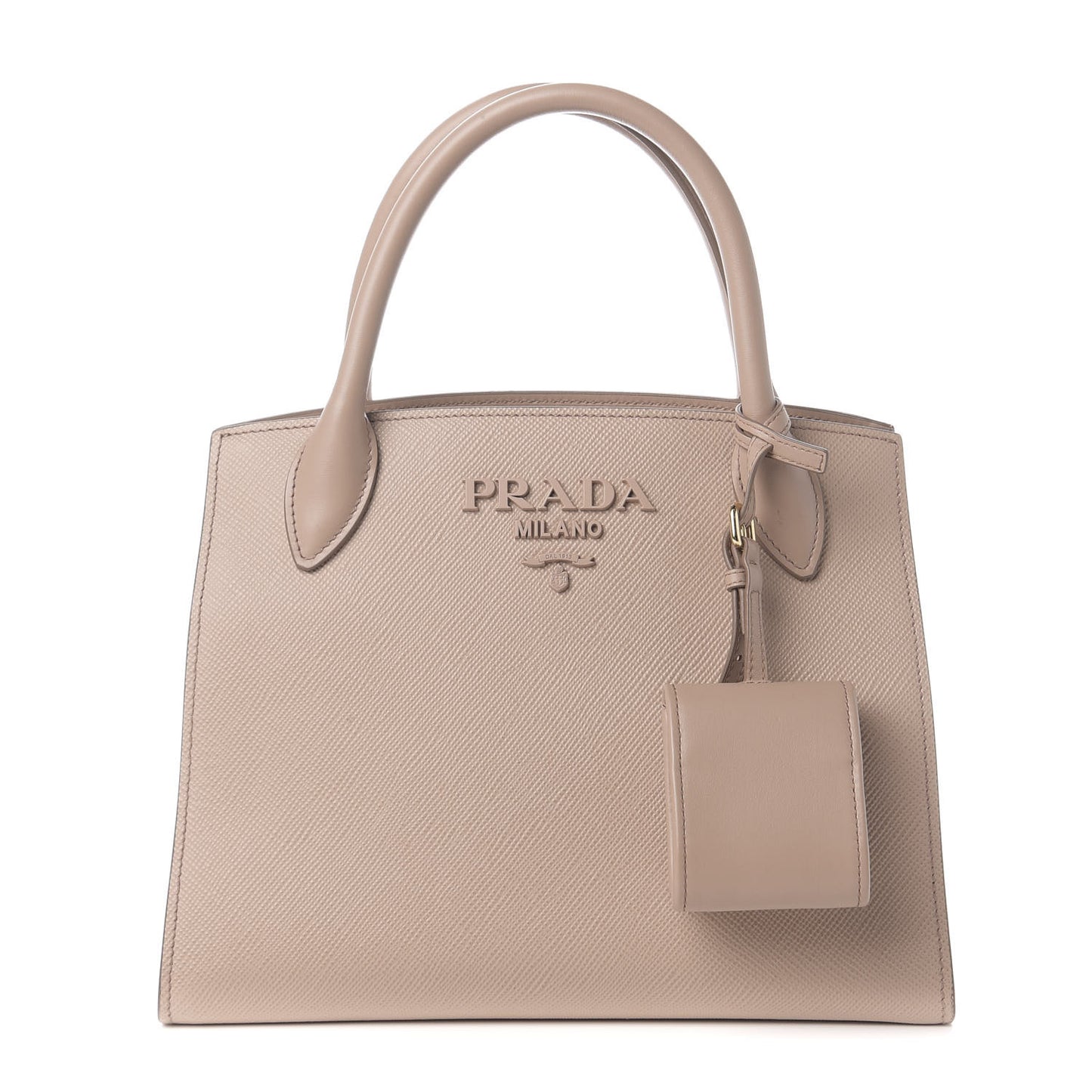 Saffiano Cuir Calfskin Small Monochrome Top Handle Tote Cipria