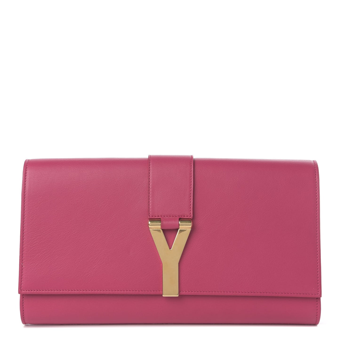 Calfskin Classic Y Ligne Clutch Fuchsia