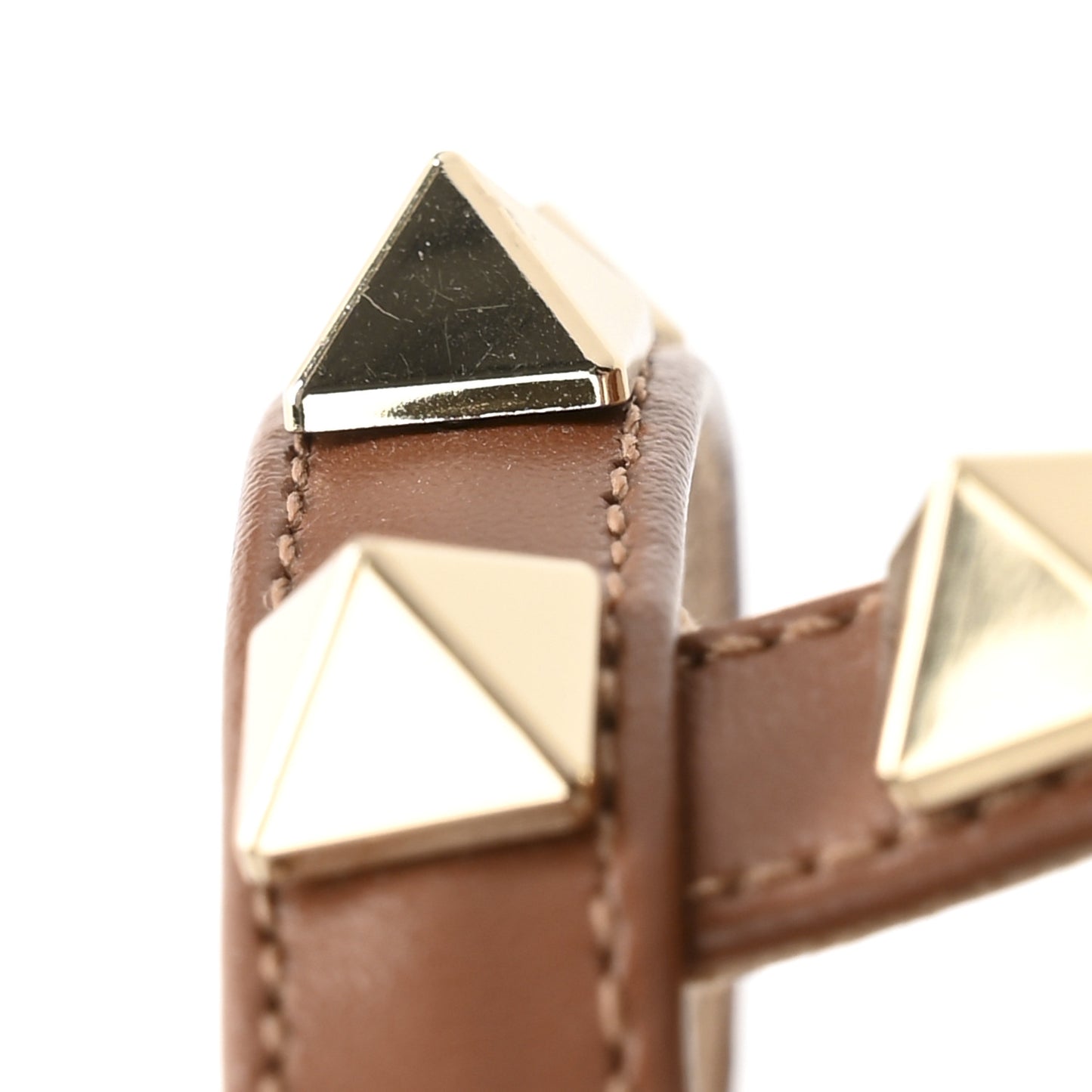 Calfskin Rockstud 50mm Flip Flop Thong Sandals 38 Saddle Brown