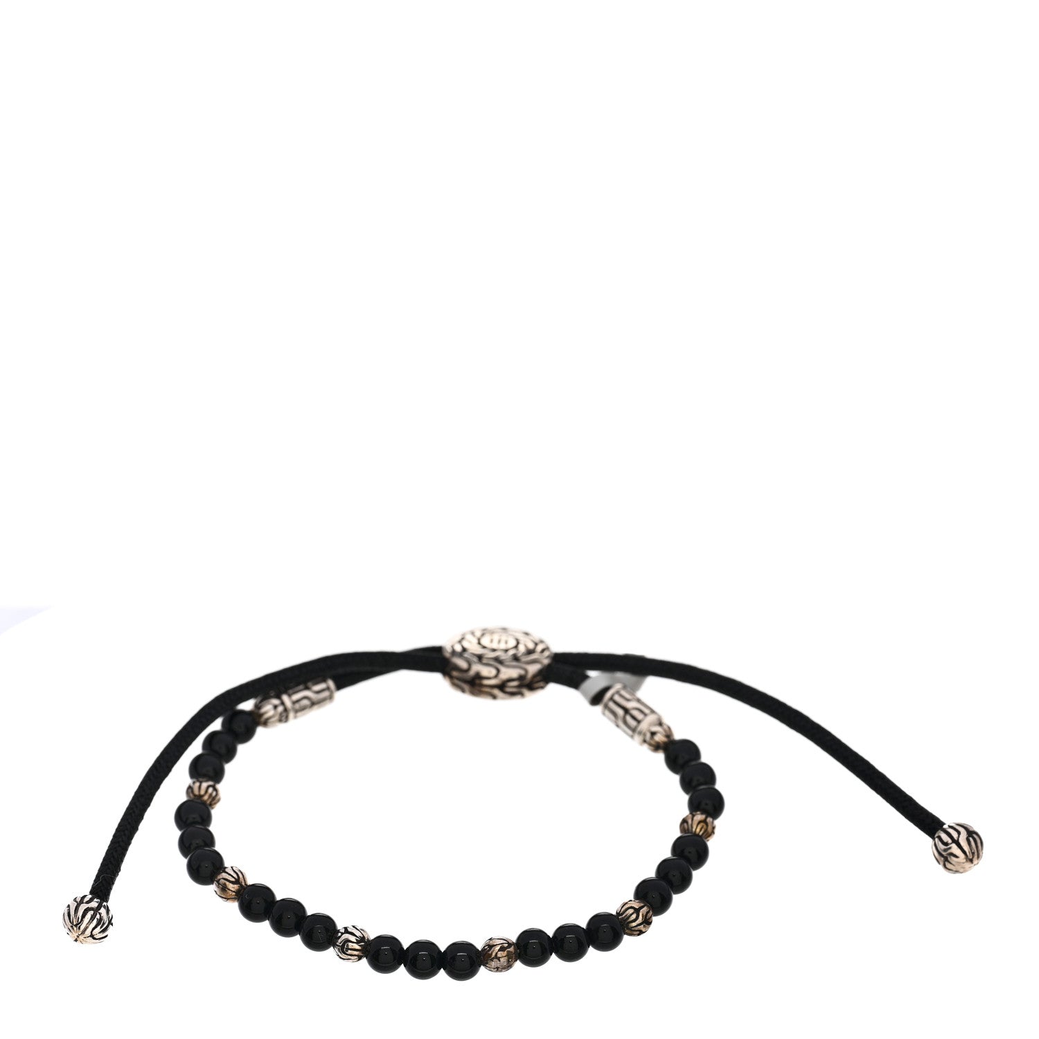 John Hardy JOHN HARDY Sterling Silver Black Onyx Classic Chain Bead Cord Bracelet 1 of 3