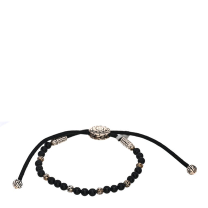 John Hardy JOHN HARDY Sterling Silver Black Onyx Classic Chain Bead Cord Bracelet 1 of 3