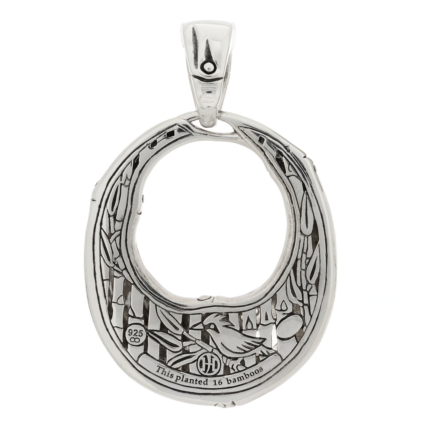 Sterling Silver White Topaz Batu Bamboo Pendant