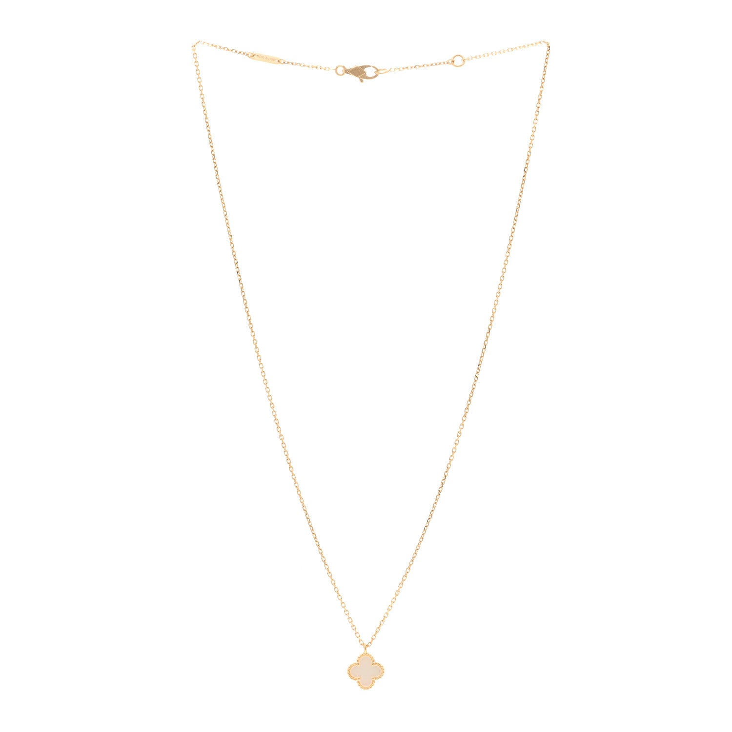 Van Cleef & Arpels 18K Yellow Gold Mother of Pearl Sweet Alhambra Pendant Necklace 3 of 5