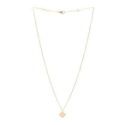 Van Cleef & Arpels 18K Yellow Gold Mother of Pearl Sweet Alhambra Pendant Necklace 3 of 5