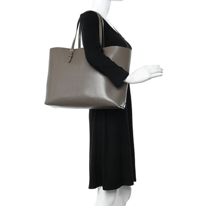 Saint Laurent Grained Calfskin Large Shopping Tote Warm Taupe Black 2 of 12
