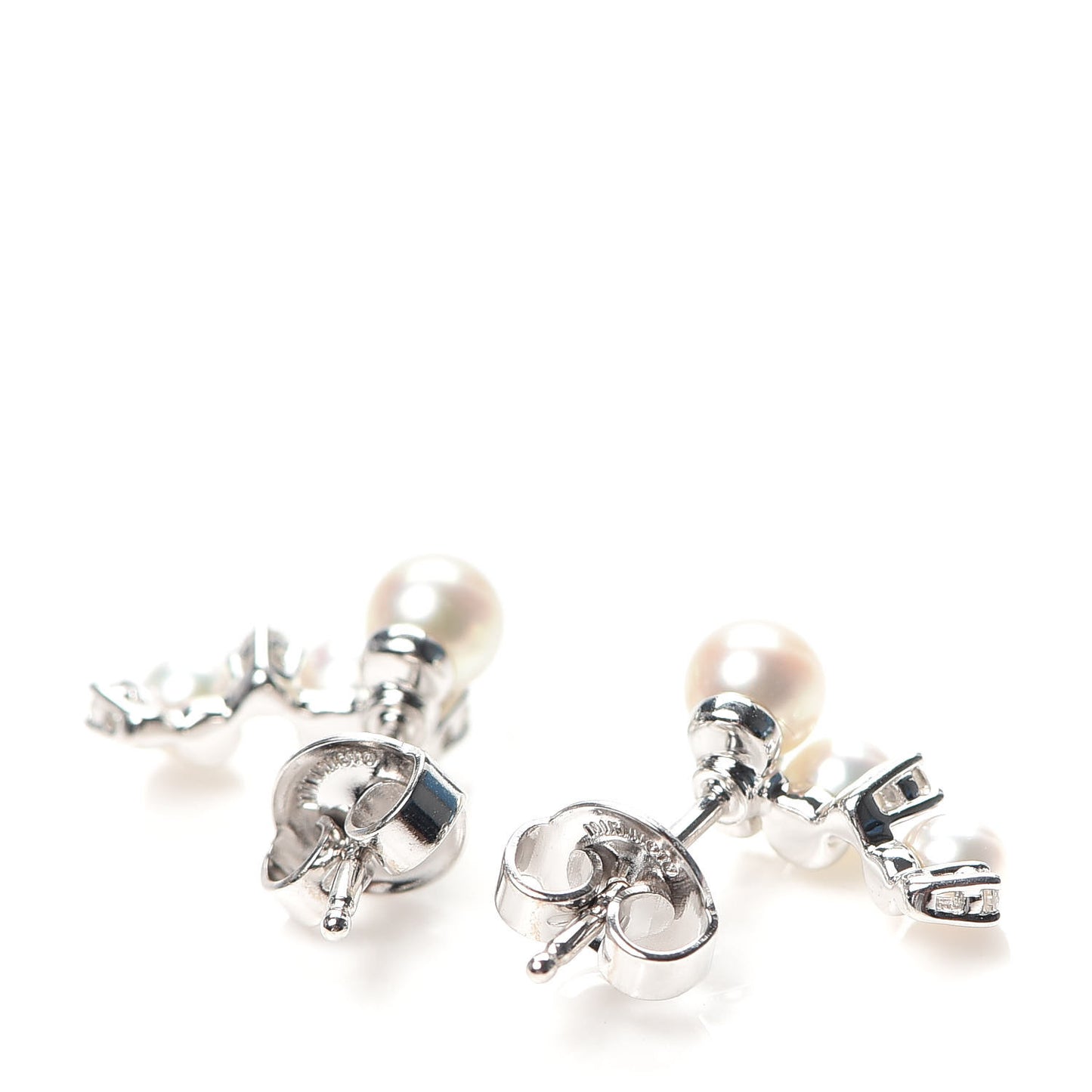 18K White Gold Diamond Akoya Pearl Bubbles Earrings