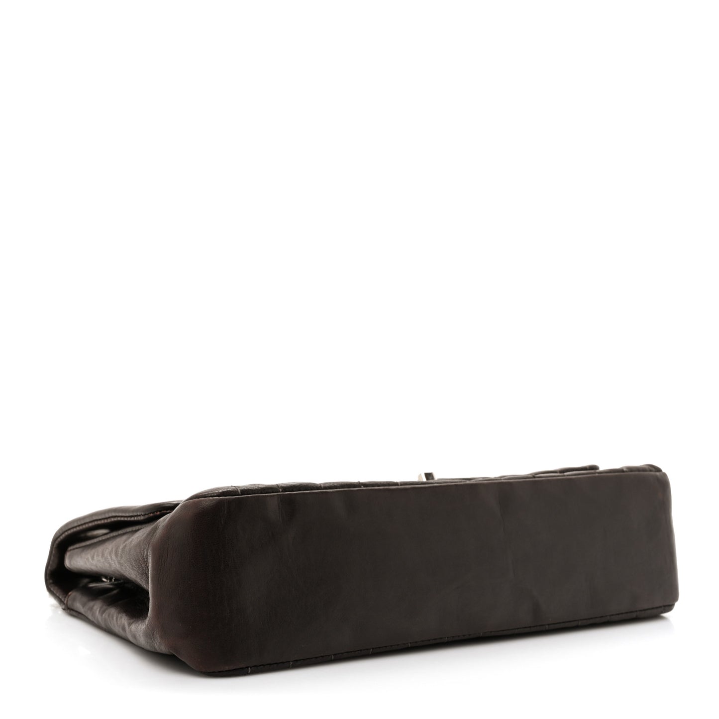 Lambskin Vertical Quilted Medium Single Flap Brown
