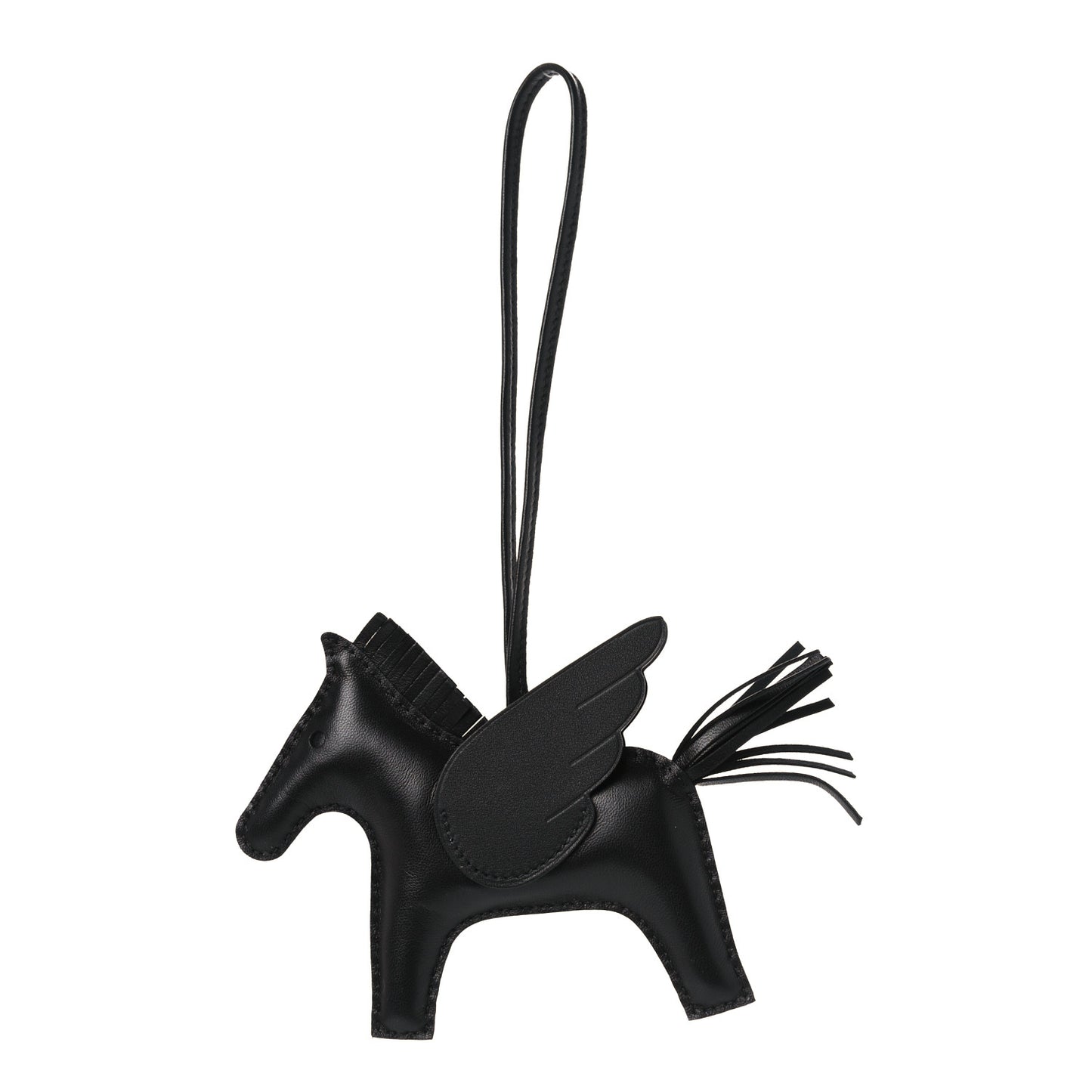 Milo Lambskin Grigri Rodeo Pegase Horse Bag Charm PM So Black
