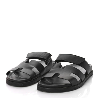 Hermes Calfskin Womens Chypre Sandals 38 Black 4 of 10