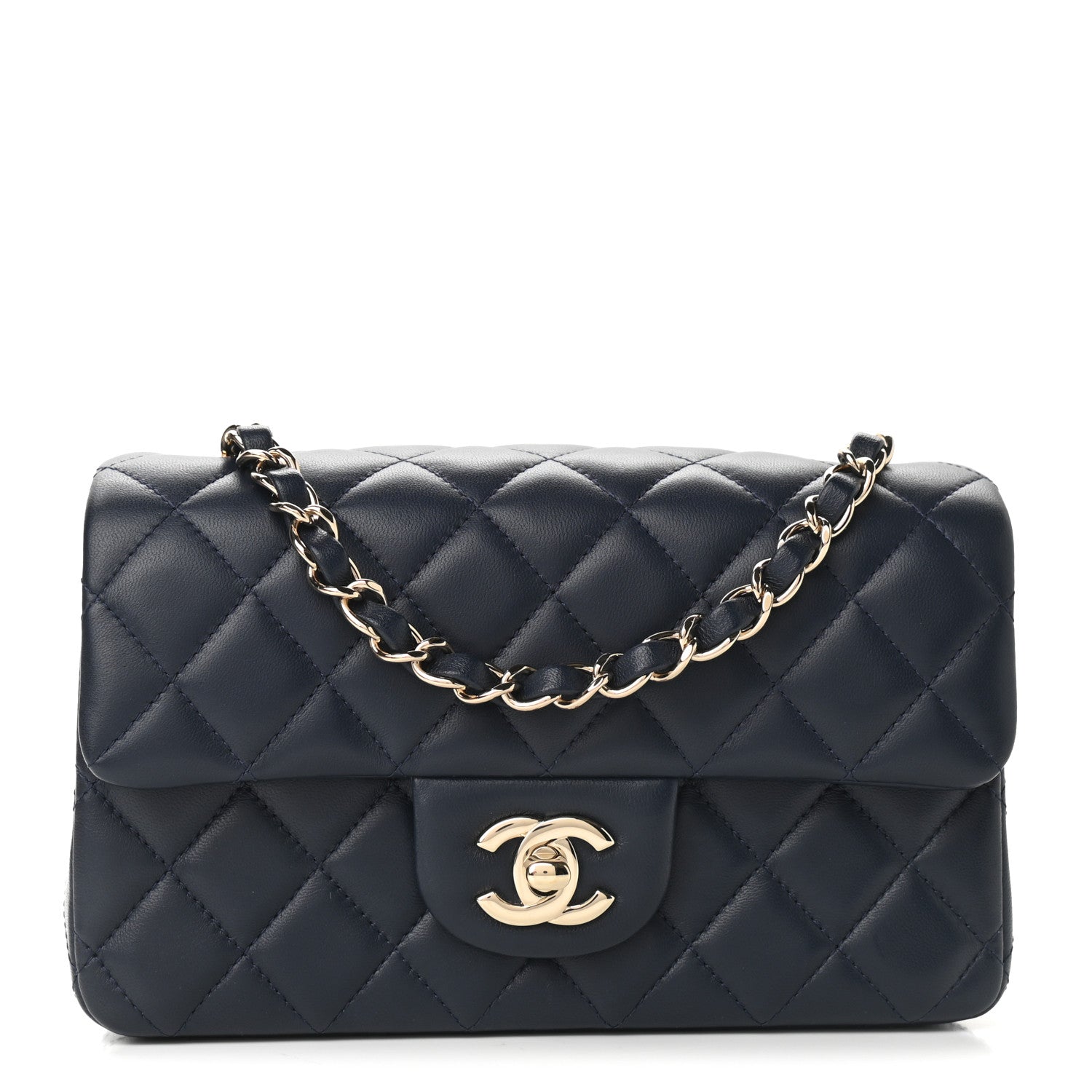 Chanel Lambskin Quilted Mini Rectangular Flap Dark Blue 1 of 9