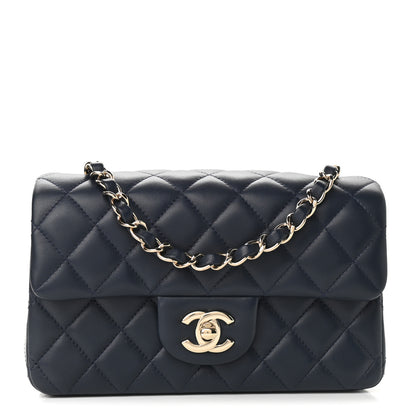Chanel Lambskin Quilted Mini Rectangular Flap Dark Blue 1 of 9