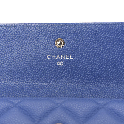 Chanel Caviar Quilted Large Gusset Flap Wallet Blue 6 of 9