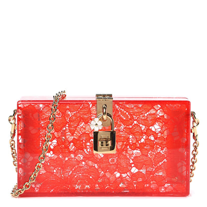 Dolce & Gabbana Plexiglass Lace Dolce Box Clutch Red 1 of 9