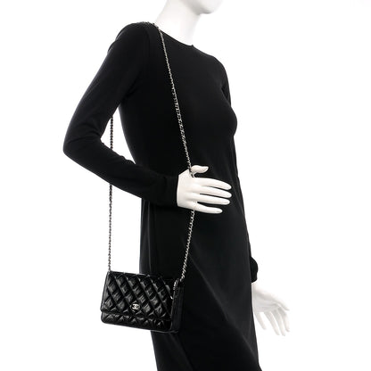 Chanel Patent Quilted Wallet On Chain WOC Black 2 of 9