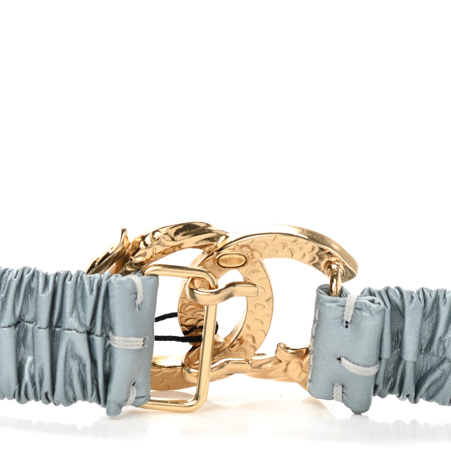 Chanel Calfskin Strass Ruched CC Belt 75 30 Light Blue 3 of 5