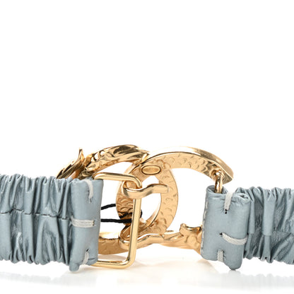 Chanel Calfskin Strass Ruched CC Belt 75 30 Light Blue 3 of 5
