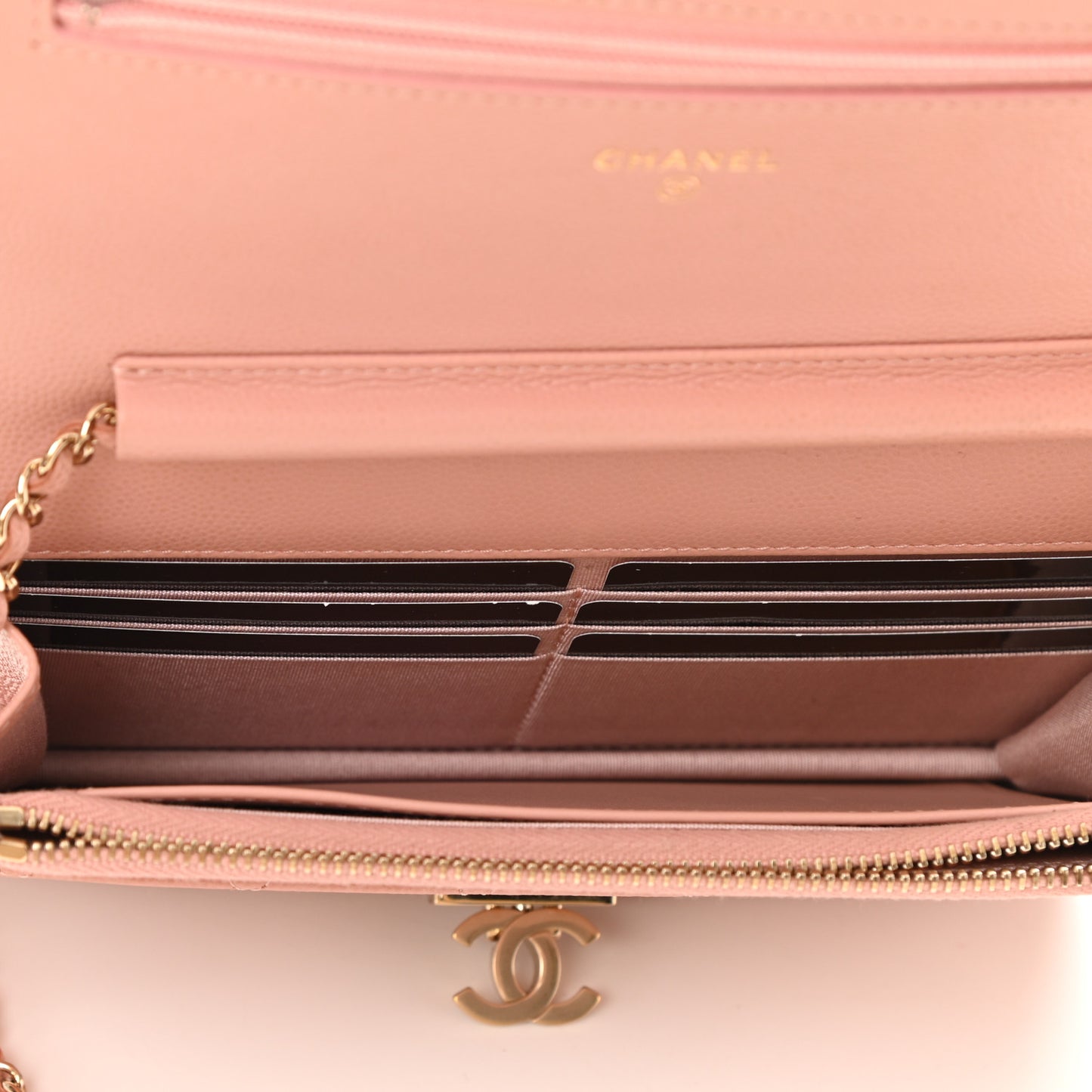 Caviar Quilted Golden Class Wallet On Chain WOC Pink