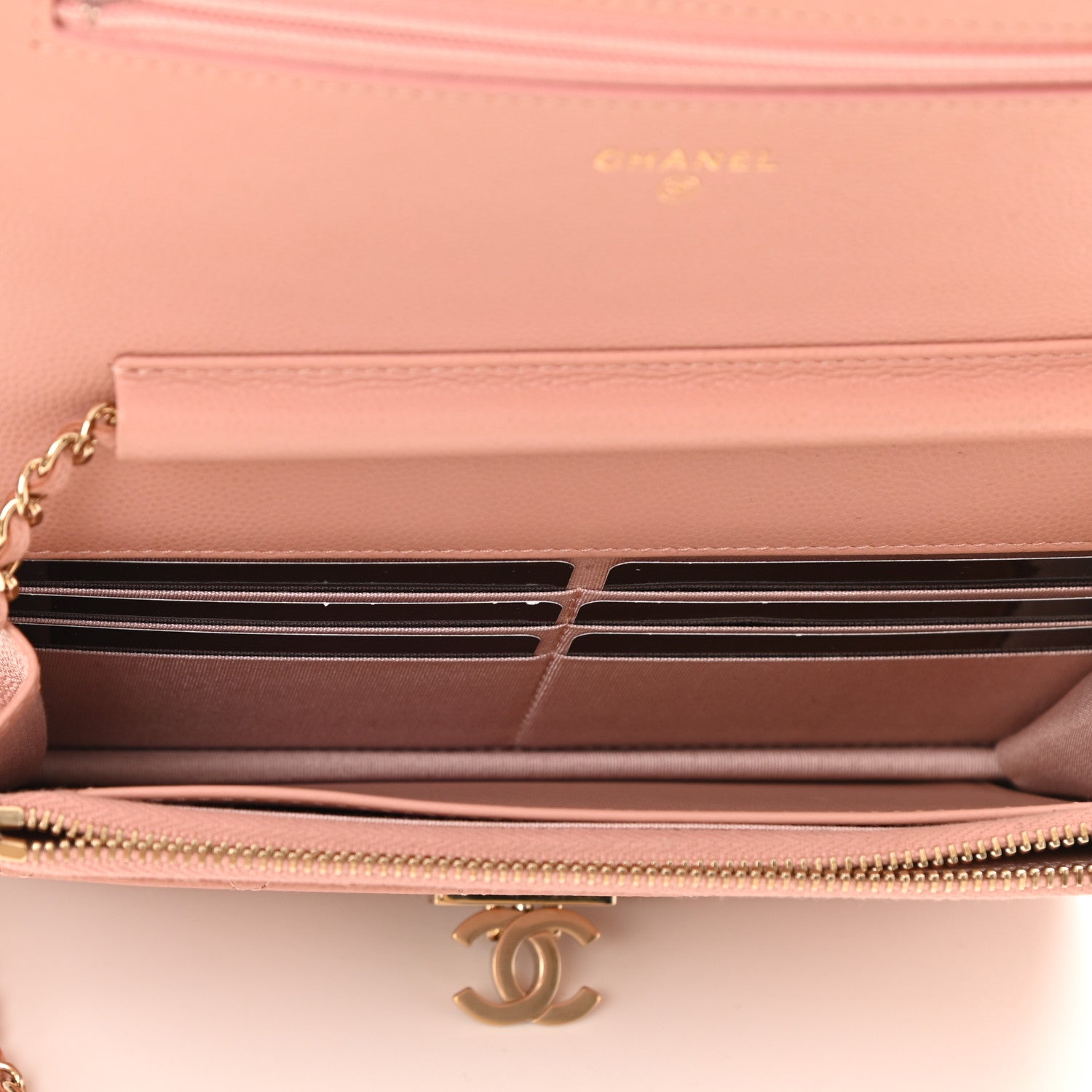 Chanel Caviar Quilted Golden Class Wallet On Chain WOC Pink 4 of 11