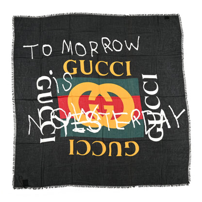 Gucci Modal Silk Coco Capitan Logo Square Scarf Black 1 of 4