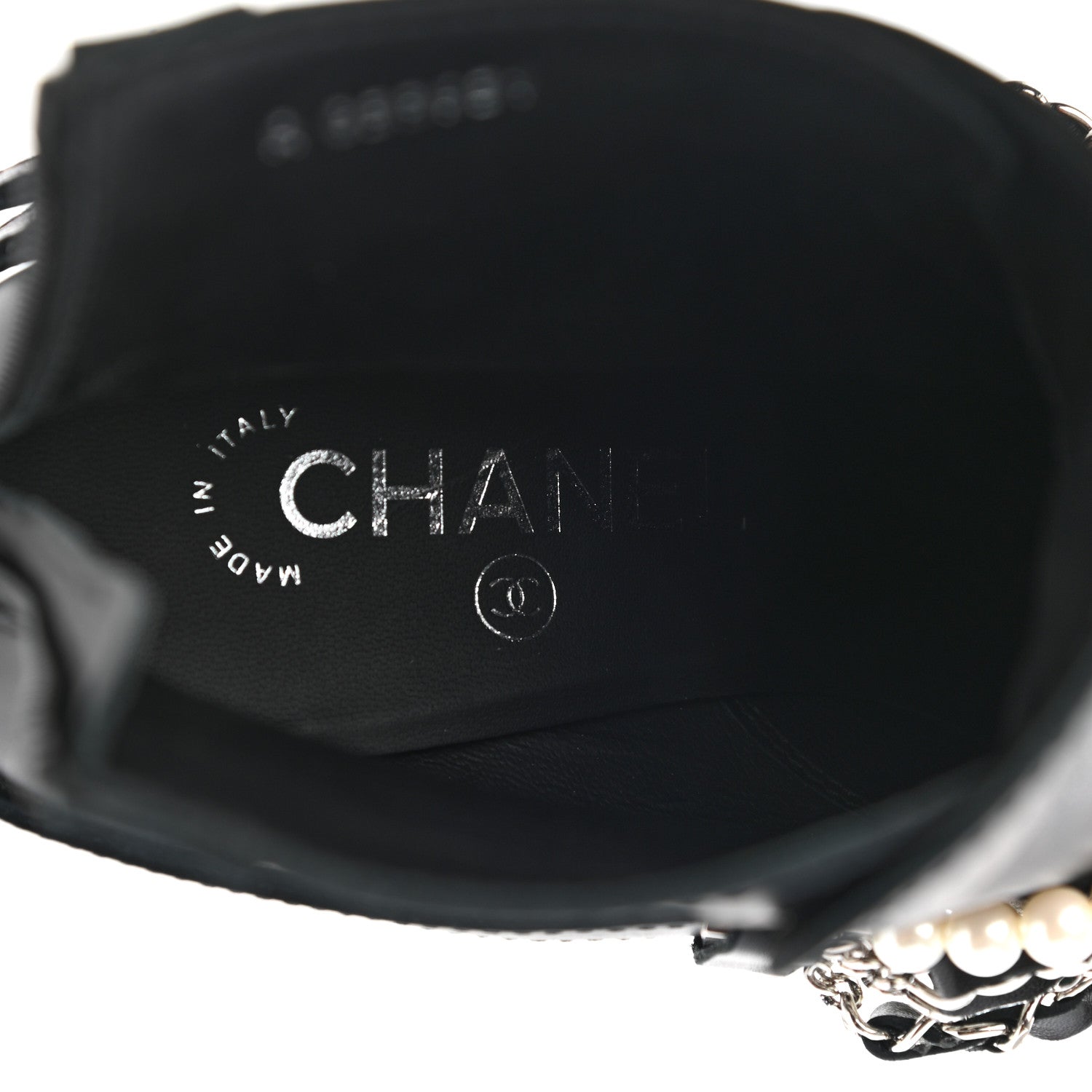 Chanel Calfskin Pearl Cap Toe Short Boots 37 Black 7 of 10