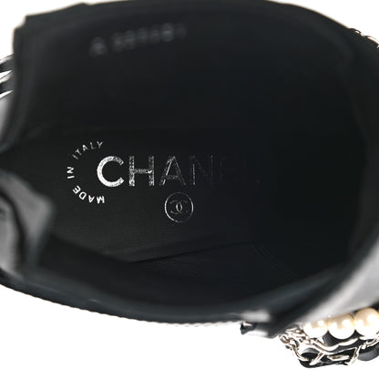 Chanel Calfskin Pearl Cap Toe Short Boots 37 Black 7 of 10
