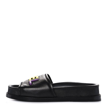 Chanel Lambskin Cha-Nel Mule Sandals 39 Black Multicolor 1 of 12
