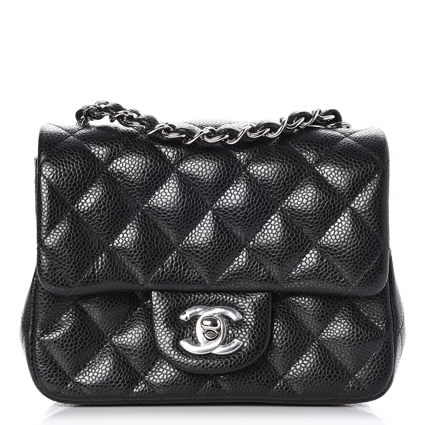 Caviar Quilted Mini Square Flap Black