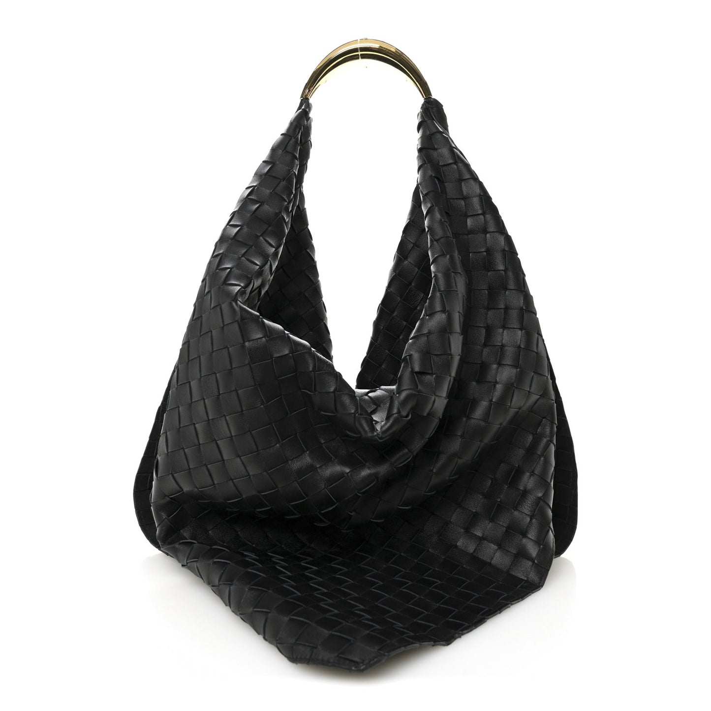 Nappa Intrecciato Foulard Hobo Bag Black