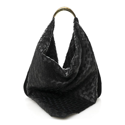 Bottega Veneta Nappa Intrecciato Foulard Hobo Bag Black 1 of 10