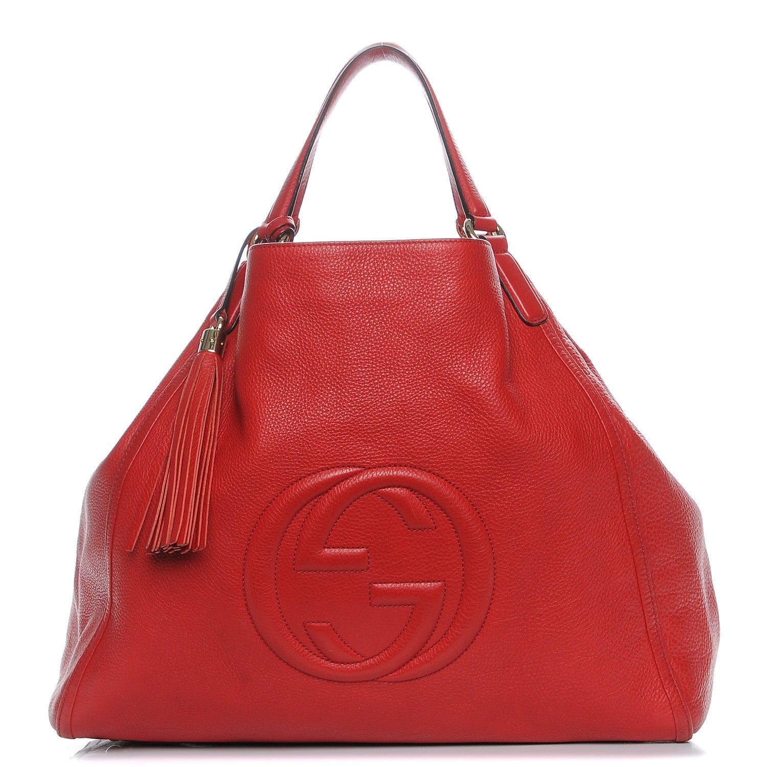 Gucci Pebbled Calfskin Large Soho Shoulder Bag Red 1 of 10