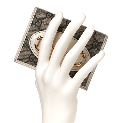 Gucci GG Supreme Monogram Azalea Calfskin Horsebit 1955 Card Case Wallet Beige Ebony Mystic White 2 of 9