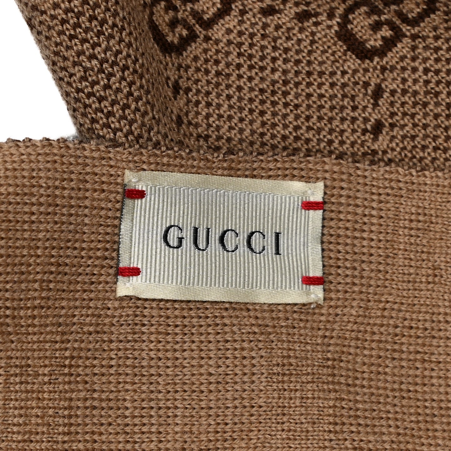 Wool Cotton GG Monogram Piquina GG Scarf Beige Brown