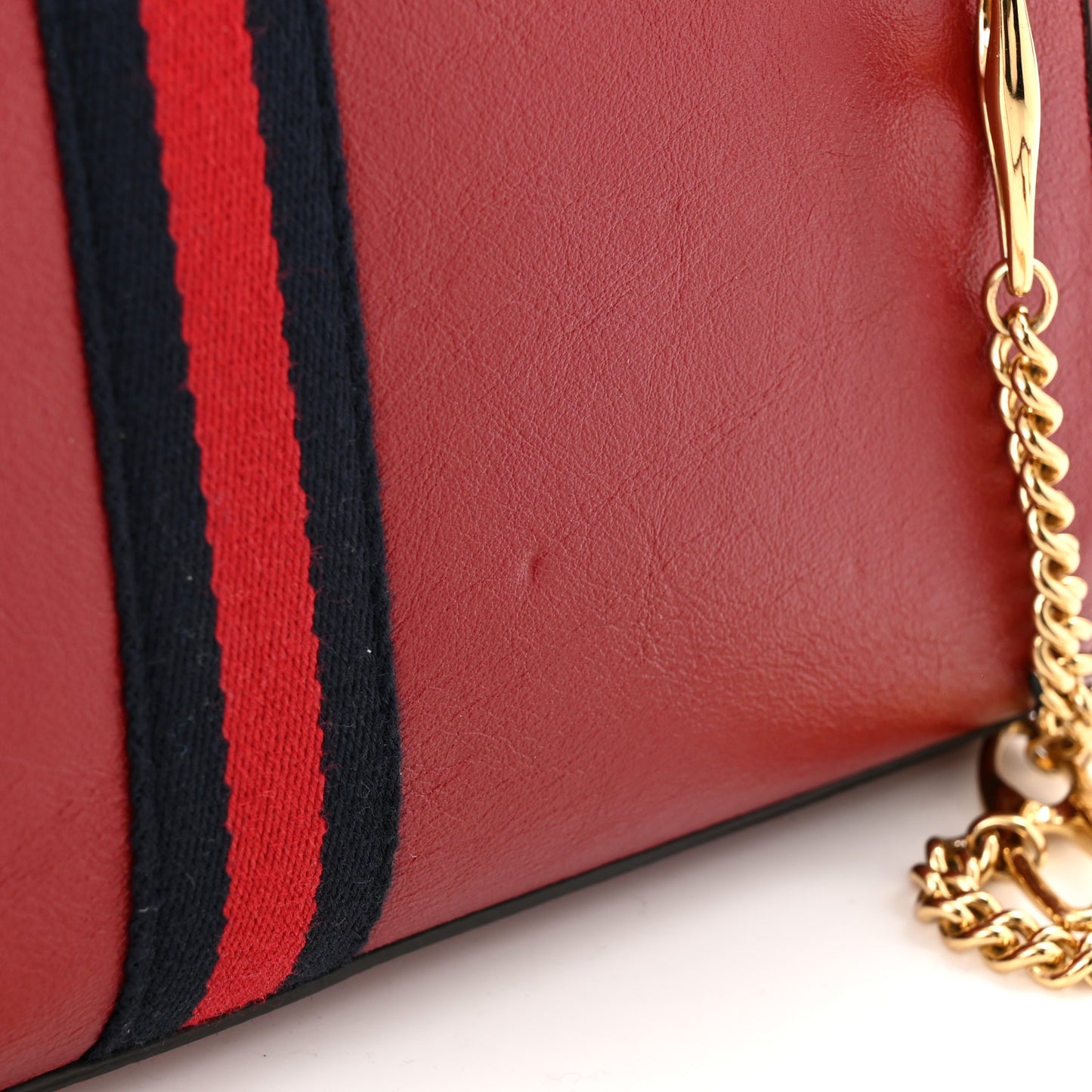 Textured Calfskin Web Rajah Slim Flap Shoulder Bag Romantic Cherry