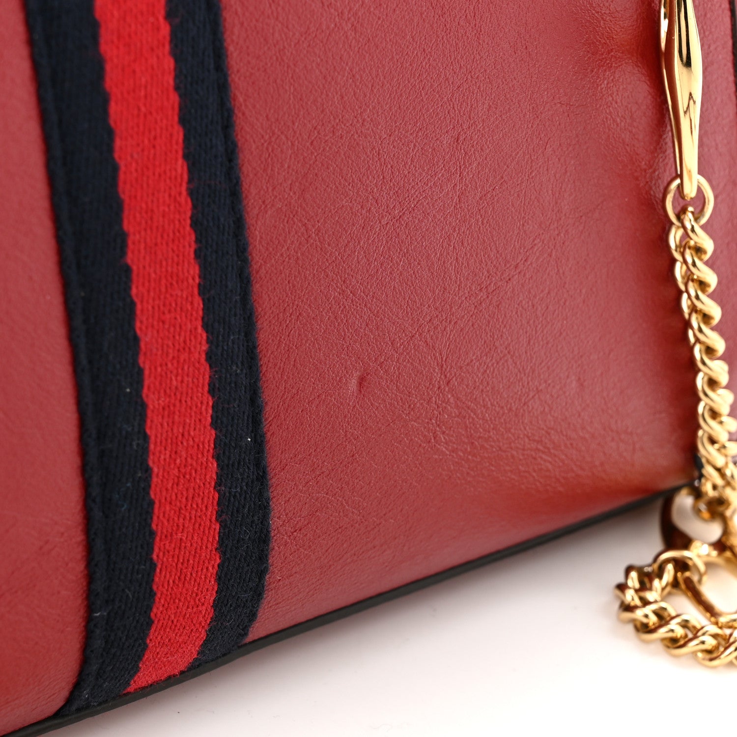 Gucci Textured Calfskin Web Rajah Slim Flap Shoulder Bag Romantic Cherry 11 of 12