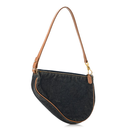 Christian Dior Denim Mini Saddle Pochette Navy 3 of 13