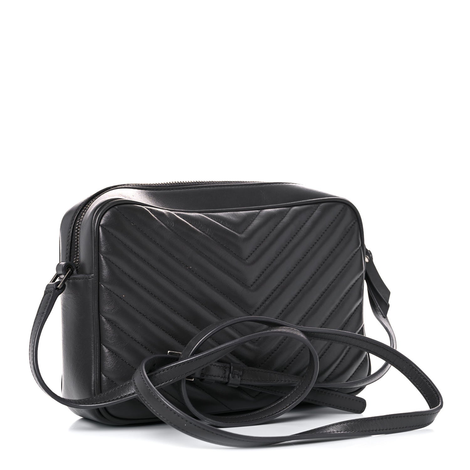 Saint Laurent Calfskin Matelasse Monogram Lou Camera Bag Grey Kaki 3 of 20